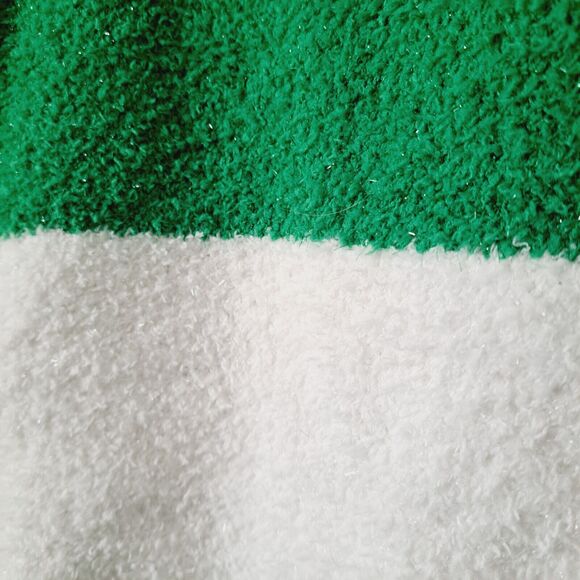 Merry Christmas by Poof Sweater Sz Medium Green White Sparkle Kitty Hat Bell NWT - Picture 9 of 16